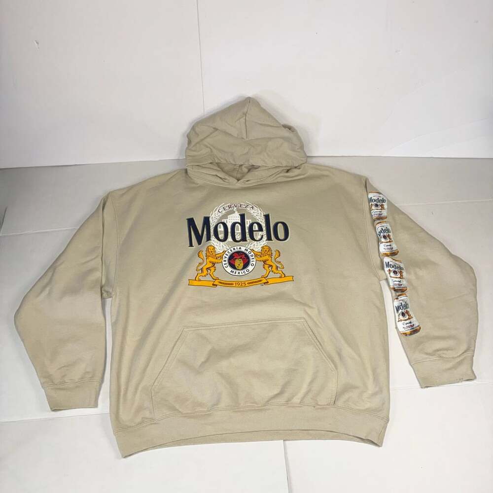 Ripple Junction Cerveza Modelo Beer Can Men Graphic Pullover Hoodie Beige XL